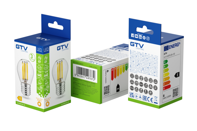 ΠΗΓΗ ΦΩΤΟΣ LED, ΝΗΜΑ, Α-Γ, G45, 2700K, E27, 5,8W, AC220-240V, 360°, 640lm, 50mA 1208966966