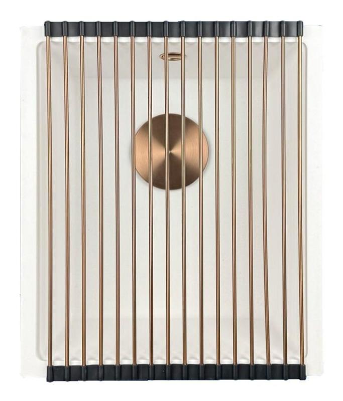 GraniteMy Universal γρανιτένιος λευκός νεροχύτης 34x40 εκατοστά λευκός επιφάνειας, εντοιχισμένος και επίπεδης εγκατάστασης με χάλκινη βύσμα 1208967148