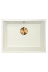 GraniteMy Universal γρανιτένιος λευκός νεροχύτης 55x40 εκ. λευκός επιφανειακής, υποκατασκευής και επίπεδης κατασκευής με χάλκινο πώμα 1208967156