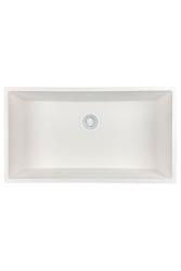 GraniteMy Universal γρανιτένιος μεγάλος λευκός νεροχύτης 74x40 cm λευκός επιτραπέζιος, υποκατασκευαστικός και εντοιχισμένος με λευκό πώμα 1208967160