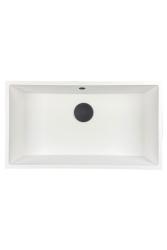 GraniteMy Universal μεγάλο λευκό γρανίτη νεροχύτη 74x40 εκατοστά λευκό επιφάνειας, κάτω και επίπεδης εγκατάστασης με μαύρο φις 1208967161