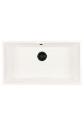 GraniteMy Universal μεγάλο λευκό γρανίτη νεροχύτη 74x40 εκατοστά λευκό επιφάνειας, κάτω και επίπεδης εγκατάστασης με μαύρο φις 1208967161