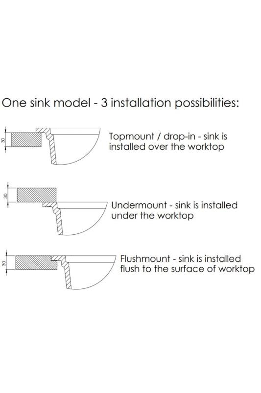 GraniteMy Universal γρανιτένιος μεγάλος λευκός νεροχύτης 74x40 cm λευκός επιτραπέζιος, εντοιχισμένος και ενσωματωμένος με χρυσό βύσμα 1208967163