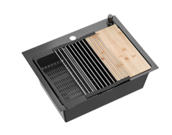 Quadri Dixton 60 μαύρος PVD Nano ανοξείδωτος νιπτήρας 580x450 mm με οπή για μπαταρία και αξεσουάρ 1208967195