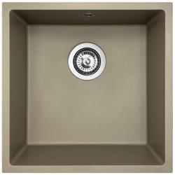 GraniteMy Universal γρανίτης taupe νεροχύτης 40x40 cm επιφάνειας, υποδομής και επίπεδης εγκατάστασης με ανοξείδωτο πώμα 1208967211