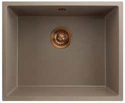 GraniteMy Universal γρανίτης taupe νεροχύτης 50x40 cm επιφάνειας, εντοιχισμένος και επίπεδης εγκατάστασης με χάλκινο βύσμα 1208967225