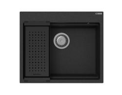 GraniteMy Νεροχύτης γρανίτη ατμού 56x48 εκ. μαύρος επιτραπέζιος με ανοξείδωτο πώμα, περιλαμβάνονται αξεσουάρ 1208967231