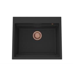 ΓρανίτηςMy Steam γρανιτένιος νεροχύτης 56x48 εκατοστά μαύρος επιφάνειας με χάλκινο βύσμα συμπεριλαμβανομένων των αξεσουάρ 1208967234