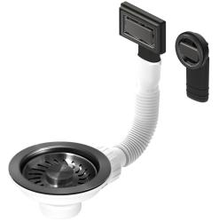 Granitemy σετ βυσμάτων καλαθιού PVD βουρτσισμένο gun metal, σετ αποχέτευσης νεροχύτη με στρογγυλό και ορθογώνιο υπερχειλιστήρα 1208967253