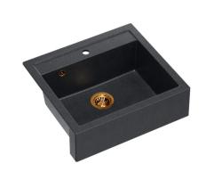 Quadri Farmhouse εξοχική ή ενσωματωμένη γρανιτένια νεροχύτη σε ανθρακί με χάλκινη τάπα 595x540mm 1208967266