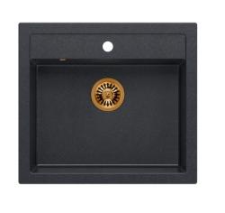 Quadri Farmhouse εξοχική ή ενσωματωμένη γρανιτένια νεροχύτη σε ανθρακί με χάλκινη τάπα 595x540mm 1208967266