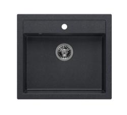 Quadri Farmhouse αγροτική ενδιάμεση ή επάνω τοποθέτηση γρανιτένιος νεροχύτης ανθρακί με ανοξείδωτο χάλυβα βαλβίδα 595x540mm 1208967269