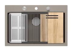 Quadri Hard Rock ταουπ γρανιτένιος επιτραπέζιος μεγάλος νεροχύτης 76x50εκ, περιλαμβάνει ανοξείδωτο πώμα και αξεσουάρ 1208967270.