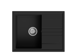 Το GraniteMy Vesi γρανίτης επιφάνειας μαύρος νεροχύτης 64x50cm με αποστράγγιση αναστρέψιμος με ανοξείδωτο πώμα 1208967280