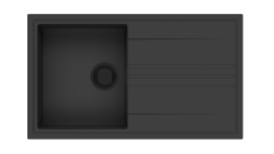 GraniteMy Vesi γρανίτης επιφάνεια μαύρου νεροχύτη 86x50cm με στραγγιστήρα αναστρέψιμο με μαύρο βύσμα 1208967288