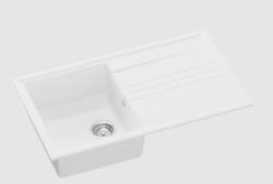 GraniteMy Vesi γρανίτη επικαθήμενο λευκό νεροχύτη 86x50cm με στραγγιστήρα αναστρέψιμο με ανοξείδωτο πώμα 1208967291