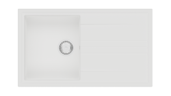 GraniteMy Vesi γρανίτη επικαθήμενο λευκό νεροχύτη 86x50cm με στραγγιστήρα αναστρέψιμο με ανοξείδωτο πώμα 1208967291