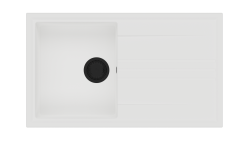 GraniteMy Vesi γρανιτένιος επιφάνειας λευκός νεροχύτης 86x50cm με στάγδηνη αντιστροφή με μαύρο φελλό 1208967292