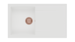 Ο βρύσινος GraniteMy Vesi από γρανίτη 86x50εκ. με λευκό νεροχύτη επιφάνειας, αναστρέψιμος με χαλκού πρίζα 1208967294