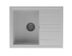 GraniteMy Vesi γρανιτένιος λευκός νεροχύτης 64x50cm με αναστρέψιμη αποστράγγιση και ανοξείδωτο πώμα 1208967298