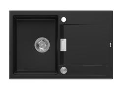 Quadri Minton Γρανιτένιος Νεροχύτης Επιτραπέζιος Μαύρος 76x50cm με Αναστρέψιμη Επιφάνεια Στραγγίσματος και Ανοξείδωτη Βαλβίδα - 1208967303