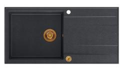 Quadri Luton ανθρακί γρανιτένιος εντοιχισμένος νεροχύτης με επιφάνεια αποστράγγισης αναστρέψιμος 100x50cm με χάλκινο πώμα 1208967321