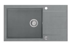 Quadri Luton γκρις γρανίτης μεγάλη επιφανειακή νεροχύτης με αποστραγγιστική επιφάνεια αναστρέψιμη 86x50cm με ανοξείδωτο πώμα 1208967330