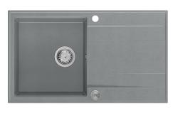 Quadri Luton γκρι γρανίτης επιτραπέζιος νεροχύτης με αποστραγγιστική επιφάνεια αναστρέψιμη 86x50cm με βαλβίδα από ανοξείδωτο ατσάλι 1208967340