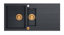 Quadri Luton ανθρακί γρανιτένιο επιτραπέζιο νεροχύτη 1,5 με αποστραγγιστικό, αναστρέψιμο 100x50cm με χάλκινο πώμα 1208967355