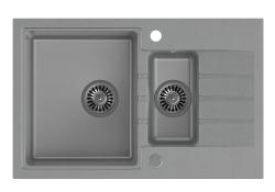 Quadri ζακέτα γκρι 1,5 γρανιτένιος εντοιχισμένος νεροχύτης με επιφάνεια αποστράγγισης αναστρέψιμη 78x50cm 1208967380