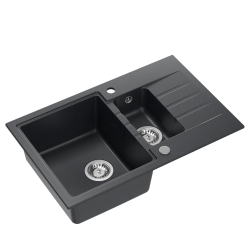 Quadri Cardigan ανθρακί 1,5 γρανιτένιος επιτραπέζιος νεροχύτης με αποστραγγιστική επιφάνεια αναστρέψιμος 78x50εκ 1208967381