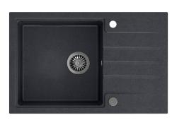 Quadri Cardigan ανθρακί γρανίτης εντοιχιζόμενος νεροχύτης με επιφάνεια αποστράγγισης αναστρέψιμος 78x50cm 1208967383