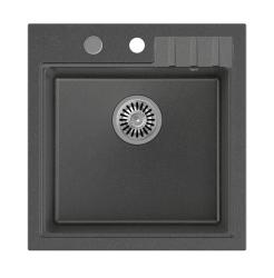 Quadri Cardigan ανθρακί γρανιτένιο νεροχύτη 50x52cm με βρύση 1208967394