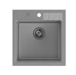 Quadri ζακέτα γκρι γρανίτης εντοιχισμένος νεροχύτης 50x52cm με επιφάνεια για βρύση 1208967395