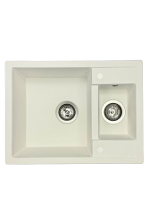 GraniteMy Smart επιφανειακός λευκός νεροχύτης 1,5 γούρνας από γρανίτη 58x44cm 1208967418.