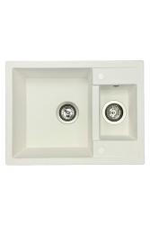 GraniteMy Smart επιφανειακός λευκός νεροχύτης 1,5 γούρνας από γρανίτη 58x44cm 1208967418.