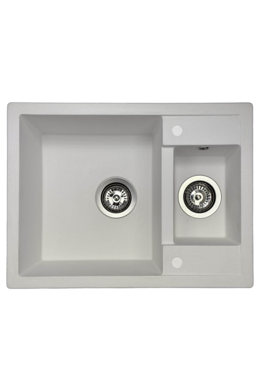 GraniteMy Smart επιφανειακός λευκός νεροχύτης 1,5 γούρνας από γρανίτη 58x44cm 1208967418.