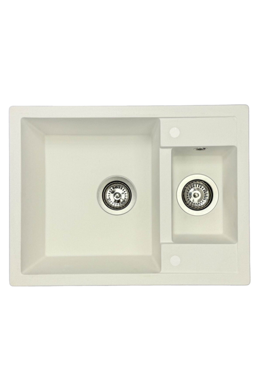 GraniteMy Smart επιφανειακός λευκός νεροχύτης 1,5 γούρνας από γρανίτη 58x44cm 1208967418.