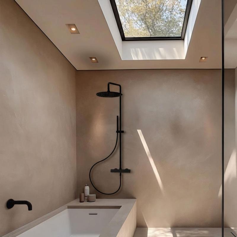 Waterevolution Flow συνδυασμός ντους με ντους βροχής μαύρο ματ 250mm T141N25PR