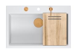 Quadri Hard Rock λευκός γρανίτης επιτραπέζιος μεγάλος νεροχύτης 76x50cm, συμπεριλαμβανομένου χάλκινου πώματος και αξεσουάρ 1208967428.