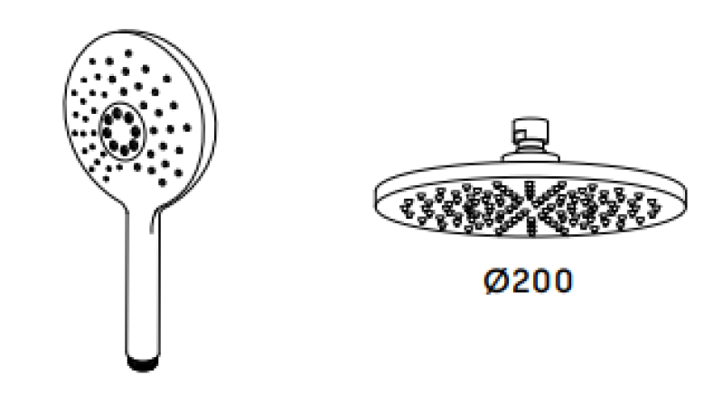 Waterevolution Flow ντουζιέρα με κεφαλή ντους βροχής ματ λευκό 200mm T141NRBR