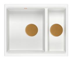 Quadri Newport II λευκός 1,5 νεροχύτης γρανίτη επιφάνειας και εντοιχισμένος νεροχύτης 555x460mm με χάλκινο πώμα 1208967463