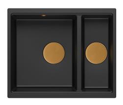 Quadri Newport II μαύρο 1,5 νεροχύτης γρανίτη επιφάνειας και εντοιχισμένος νεροχύτης 555x460mm με χάλκινο πώμα 1208967465