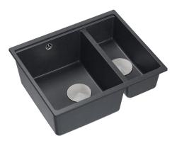 Quadri Newport II ανθρακί 1,5 νεροχύτης γρανίτη επάνω και κάτω πάγκου 555x460mm με ανοξείδωτο πώμα 1208967472