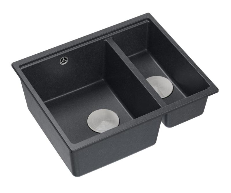 Quadri Newport II ανθρακί 1,5 νεροχύτης γρανίτη επάνω και κάτω πάγκου 555x460mm με ανοξείδωτο πώμα 1208967472