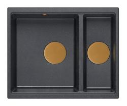 Quadri Newport II ανθρακί 1,5 νεροχύτης γρανίτη επιφανειακής και υποεπιφανειακής τοποθέτησης 555x460mm με χάλκινη τάπα 1208967474