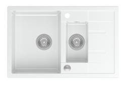 Quadri Brenton λευκός γρανίτης επάνω πάγκος 1,5 νεροχύτης με επιφάνεια αποστράγγισης 78x50cm με ανοξείδωτη τάπα 1208967491