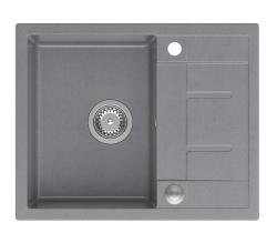 Quadri Dalton γκρι γρανιτένος νεροχύτης με επιφάνεια αποστράγγισης 62x50cm με ανοξείδωτο πώμα 1208967492