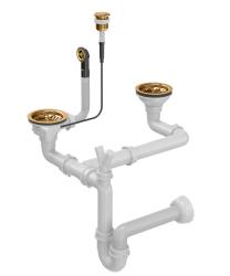 Quadri χάλκινο διπλό σετ αποχέτευσης νεροχύτη και υπερχείλιση με κουμπί ώθησης για άνοιγμα χαλκός 1208967546