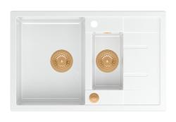 Quadri Brenton λευκός γρανίτης επάνω τοποθέτησης 1,5 νεροχύτης με επιφάνεια αποστράγγισης 78x50cm με χάλκινη τάπα 1208967552